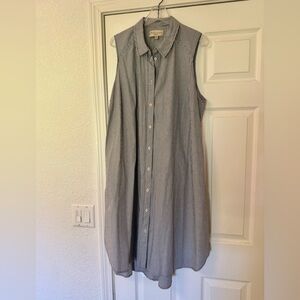 Philosophy Stylish blue & white stripe button down cotton sleeveless dress 3X